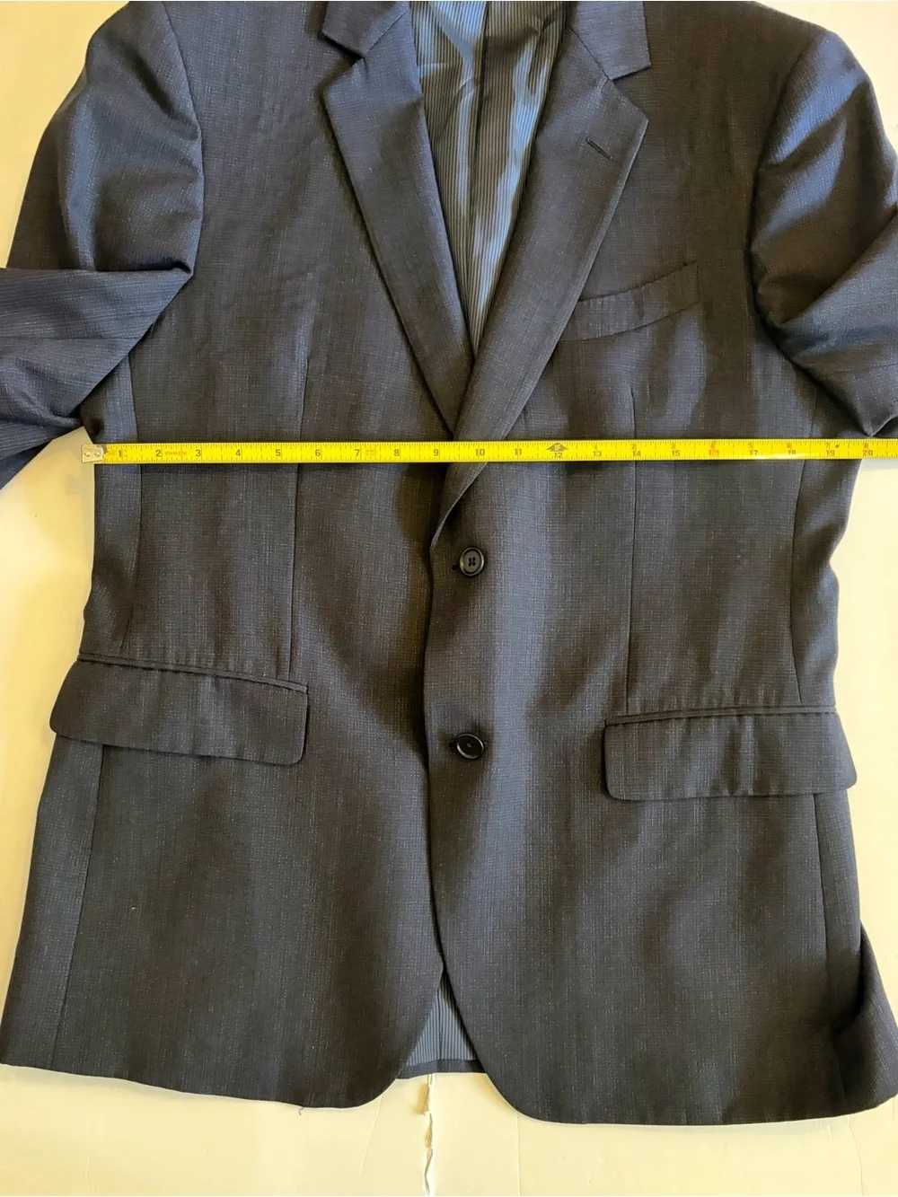 John Varvatos Navy Wool Super 100s 2-Piece Suit 42R 2-Button Cupro Lined